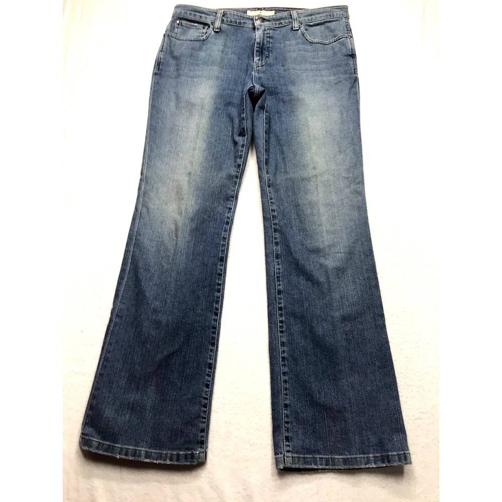 90s TOMMY HILFIGER Low Rise Boot Jean Women 12 34x32 Light Wash Blue Denim Boho